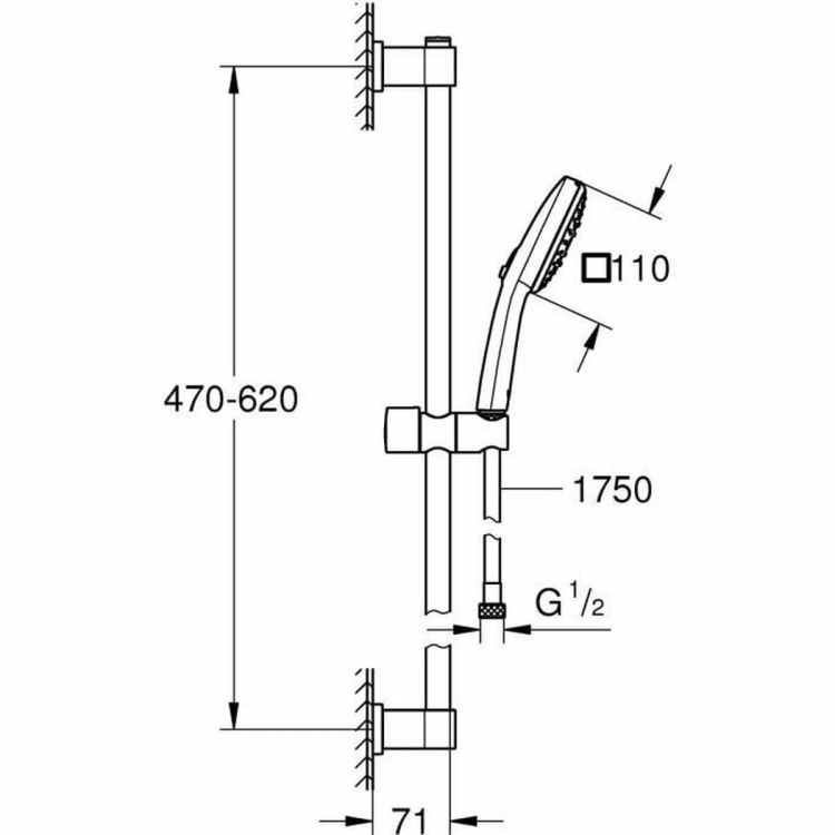 GROHE Vitalio Comfort 110 doucheset 3 straalsoorten