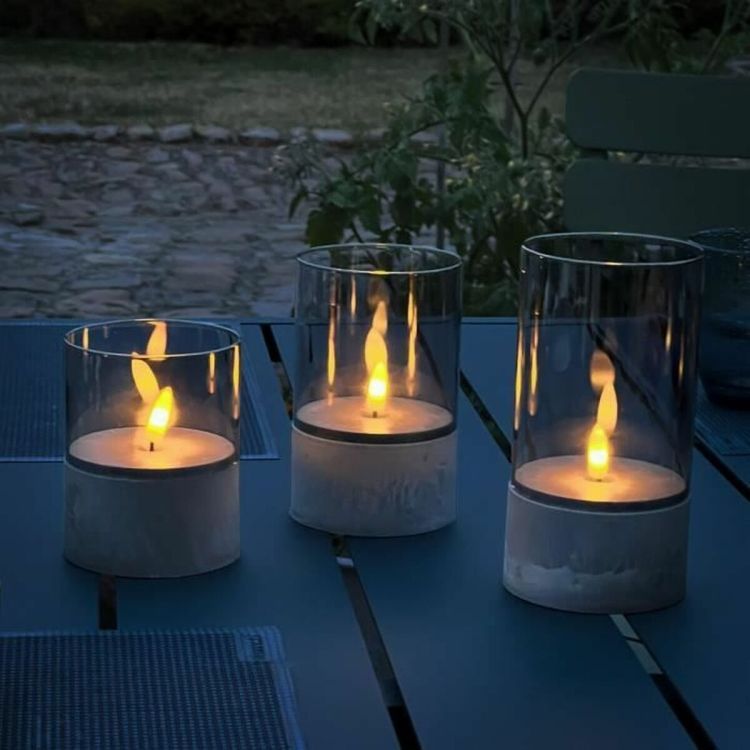 Brilliant Bougie G92635A93 LED kaarsenset 3 stuks grijs/rookglas IP44