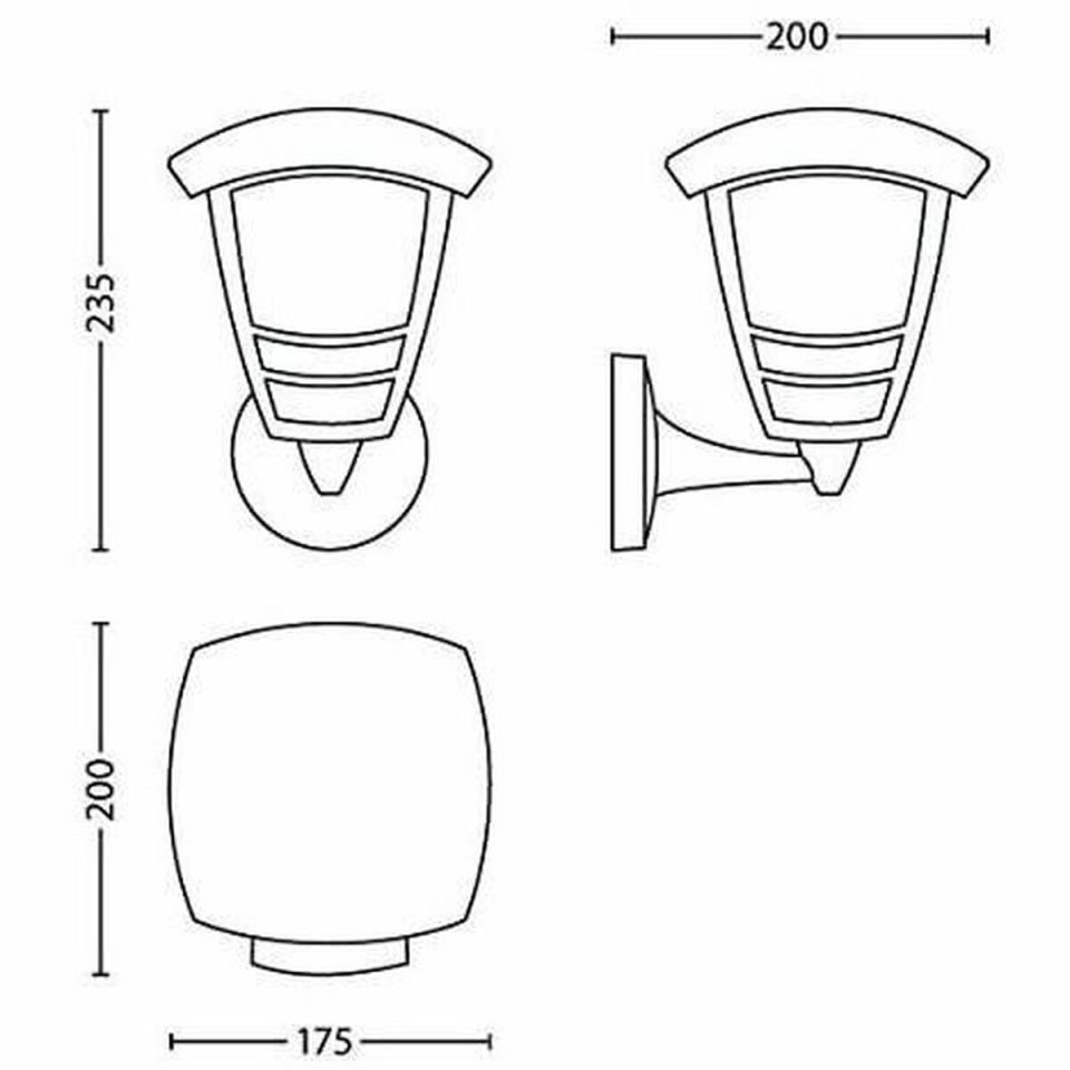 Philips myGarden Creek Outdoor Wall Light Black E27