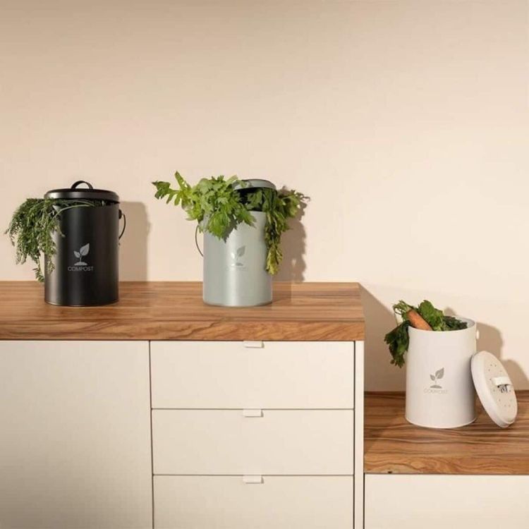 Livoo MES154N keukencompostemmer 6L zwart met koolfilter