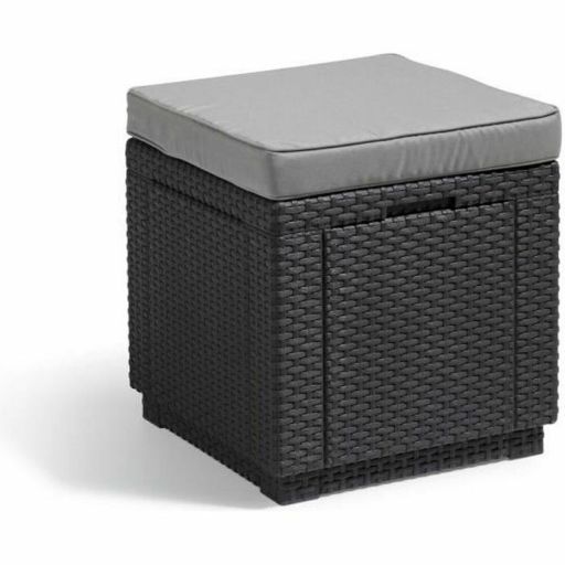 Allibert by KETER Cube hocker met kussen grafiet Allibert by KETER Cube hocker met kussen grafiet
