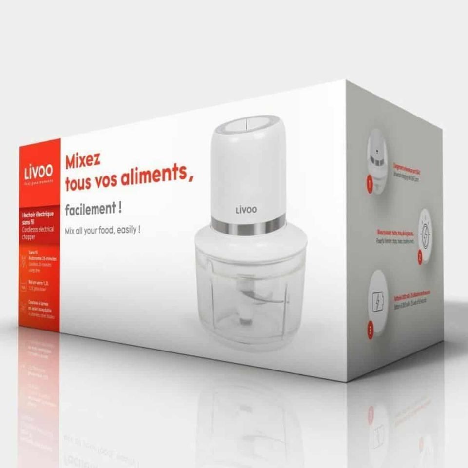 Livoo DOP222 snoerloze hakmolen 1,2L wit