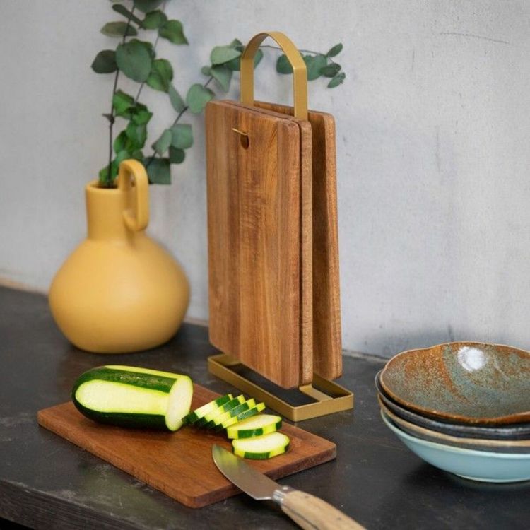 Livoo MES152 cutting boards set 4 pieces FSC acacia with holder