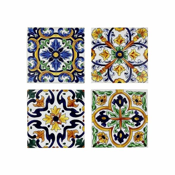 Onderzetters DKD Home Decor Tegel 4 Stuks (10