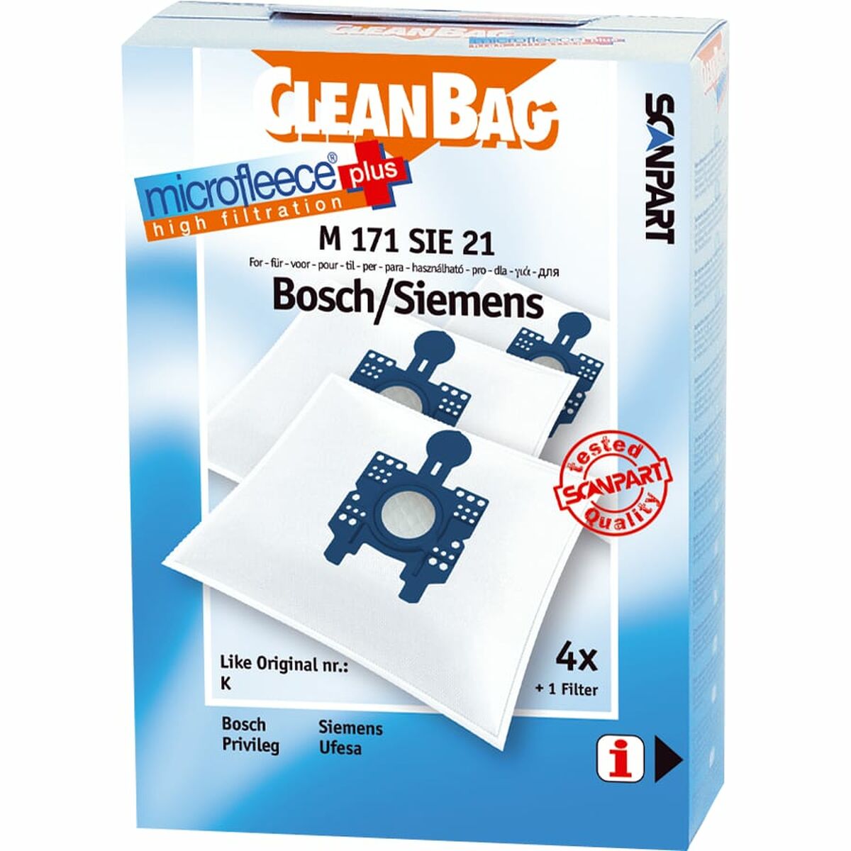 Reservezak voor Stofzuiger Scanpart M 171 SIE 21 BOSCH SIEMENS | Huisbest.nl