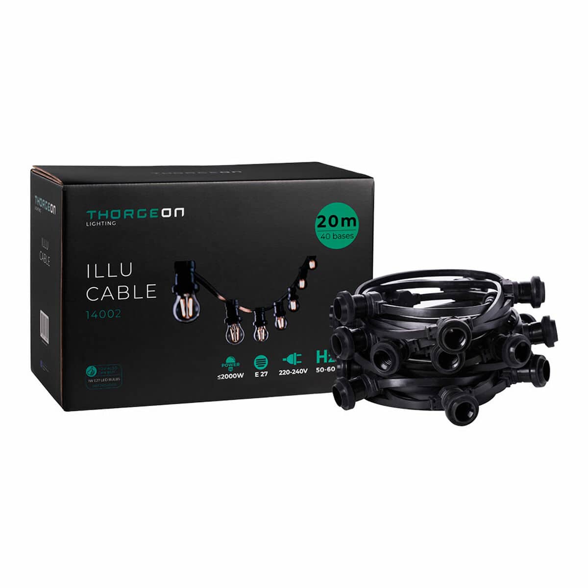 Lichtsnoer Thorgeon Zwart 2000 W 20 m 40 | Huisbest.nl