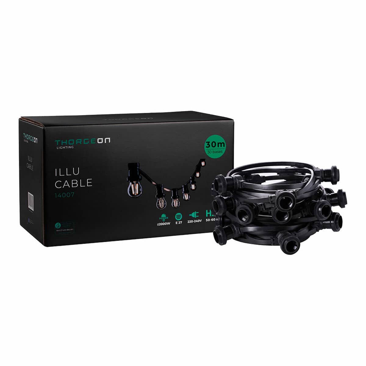 Lichtsnoer Thorgeon Zwart 2000 W 30 m 30 | Huisbest.nl