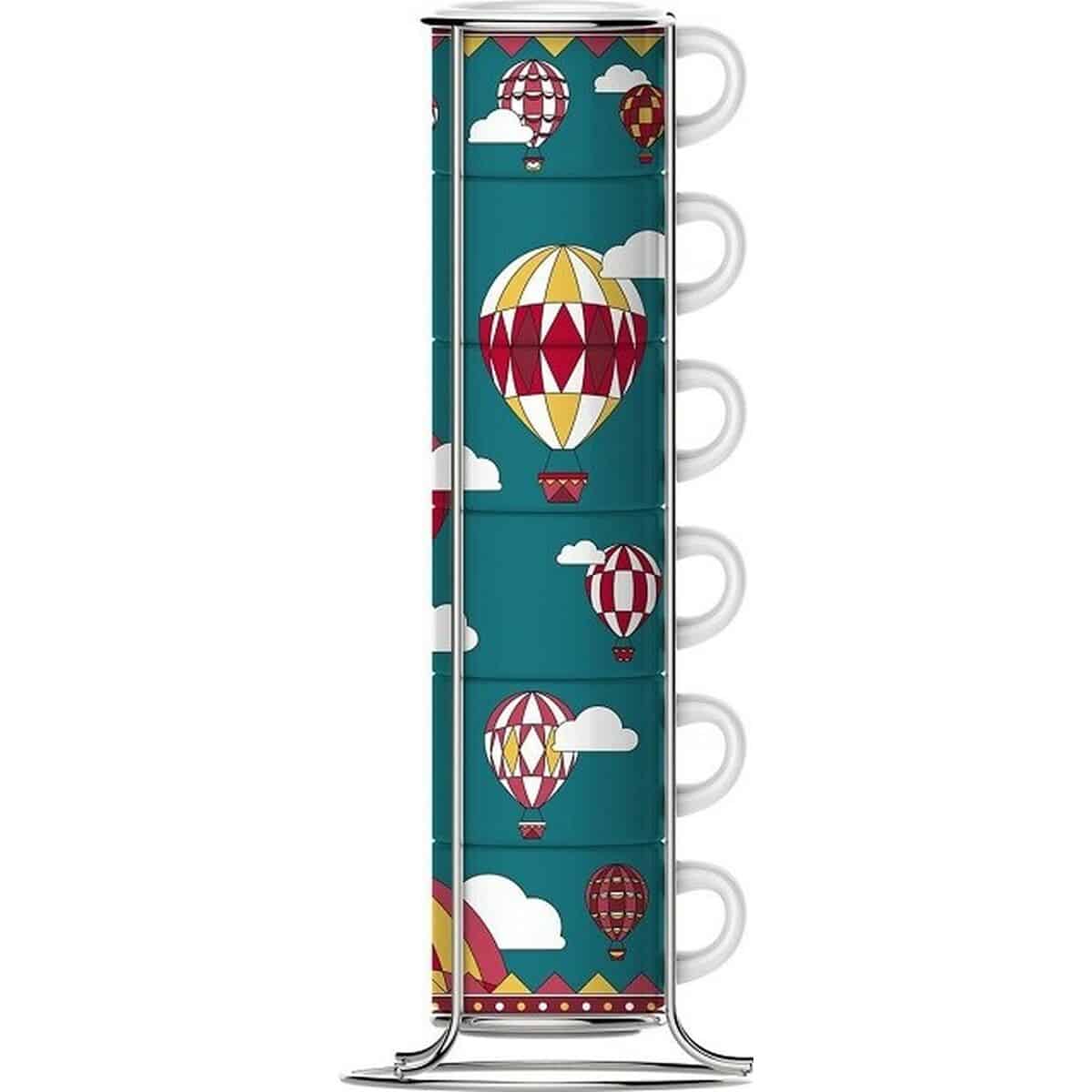 Set van 6 koffiekopjes Bialetti Winter Wonderland Turkoois Porselein 80 ml 6 Onderdelen (6 Stuks) | Huisbest.nl