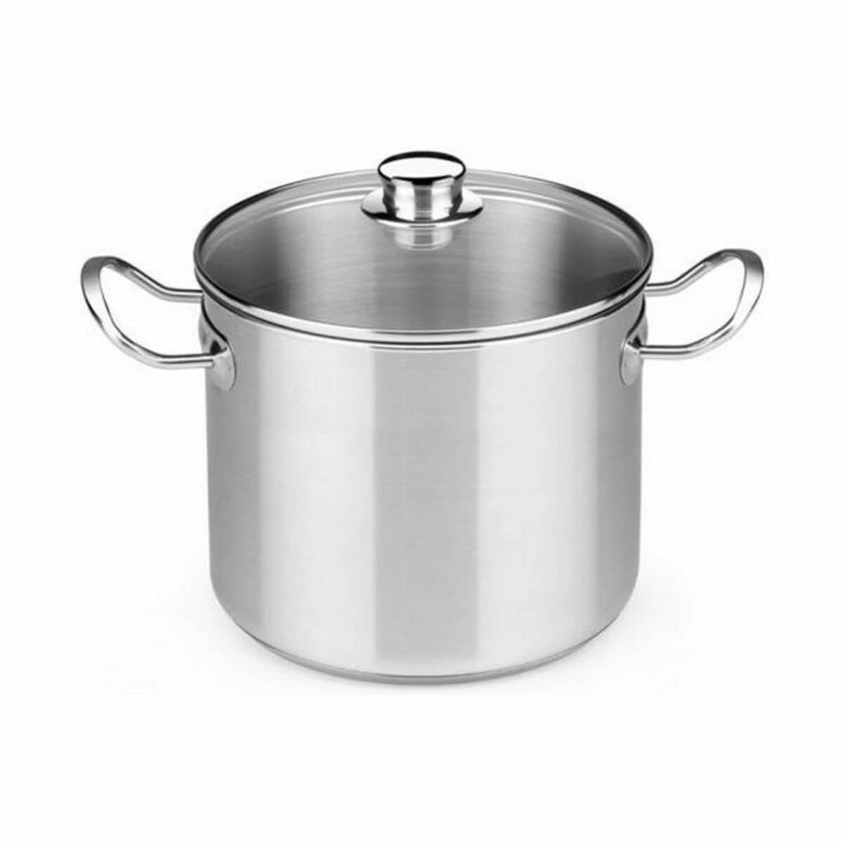 Pot met Glazen Deksel BRA A343937 Ø 30 cm Staal Metaal Roestvrij staal Roestvrij staal 18/10 | Huisbest.nl