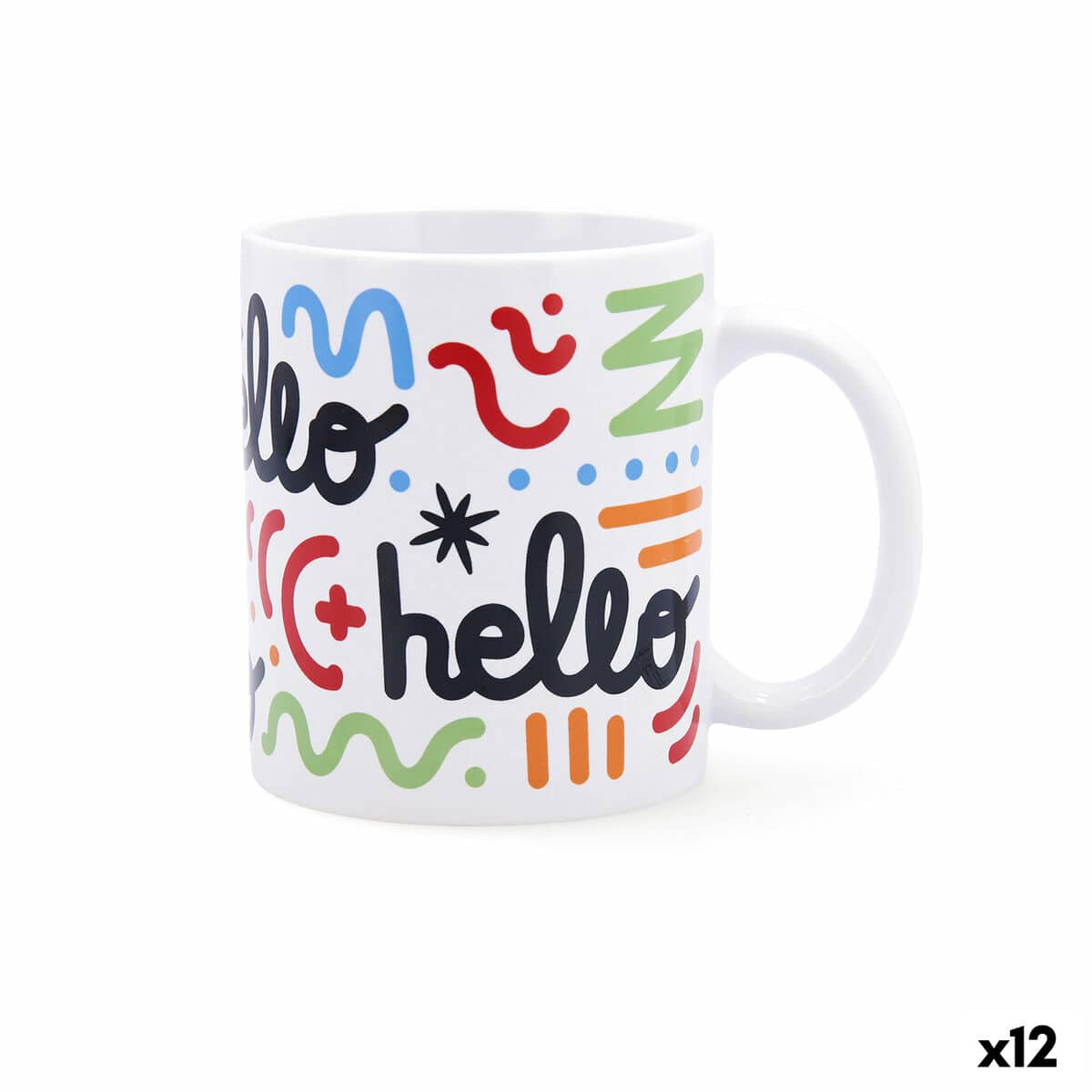 Kopp Quid Hello Strips Multicolour Keramisch 330 ml (12 Stuks) | Huisbest.nl