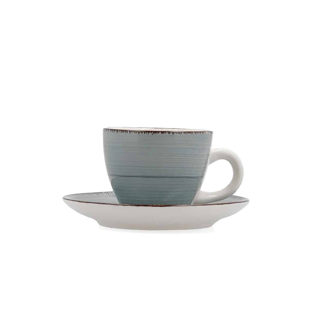 Kopje met schoteltje Quid Vita Morning Turkoois Keramisch 90 ml (6 Stuks) | Huisbest.nl