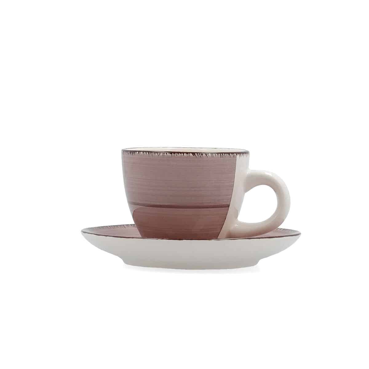 Kopje met schoteltje Quid Vita Morning Roze Keramisch 90 ml (6 Stuks) | Huisbest.nl