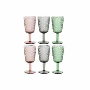Set van bekers Home ESPRIT Zwart Rood Groen Kristal 285 ml (6 Stuks) | Huisbest.nl