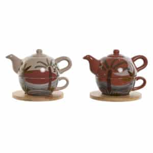 Theepot Home ESPRIT Wit Beige Terra cotta Licht Roze Dolomite 750 ml (2 Stuks) | Huisbest.nl