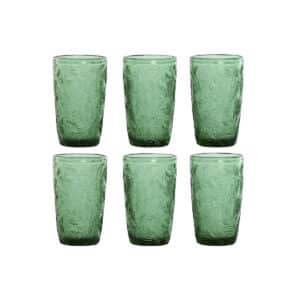 Glazenset Home ESPRIT Groen Kristal Met reliëf 370 ml (6 Stuks) | Huisbest.nl