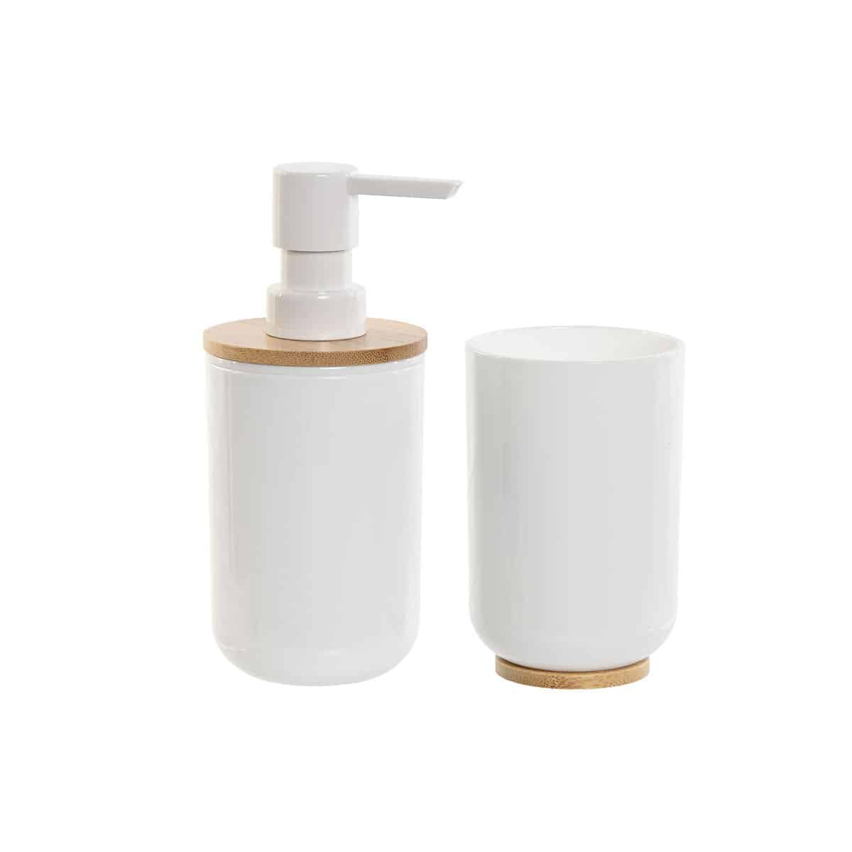 Badset Home ESPRIT Wit Natuurlijk Bamboe polyestyreen 7 x 7 x 16 cm | Huisbest.nl