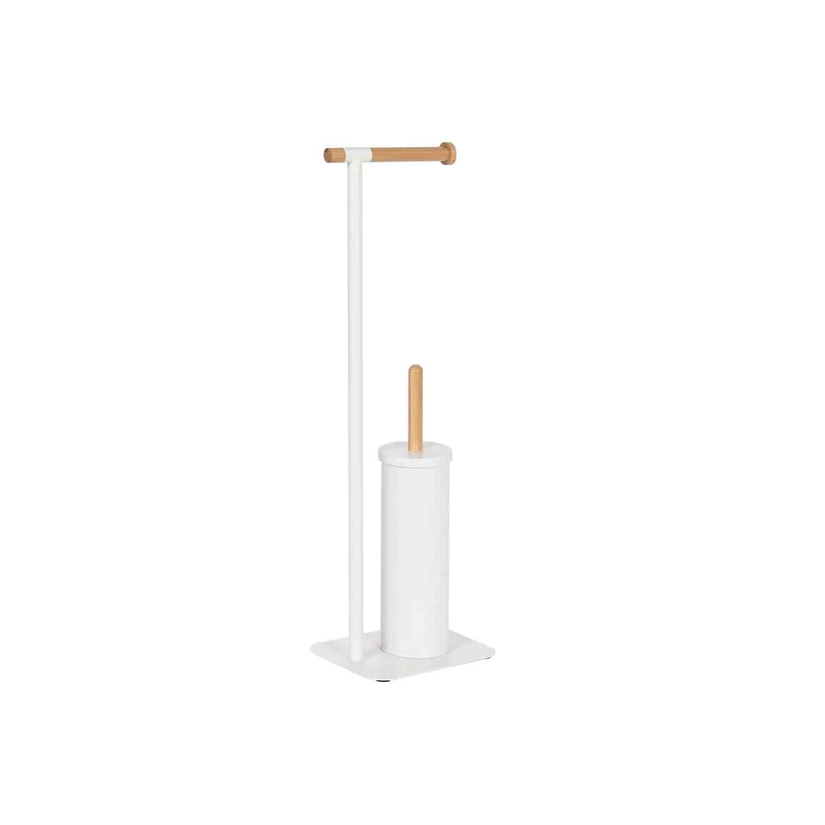 Toiletrolhouder Home ESPRIT Wit Natuurlijk Metaal Bamboe 22 x 16 x 68 cm | Huisbest.nl