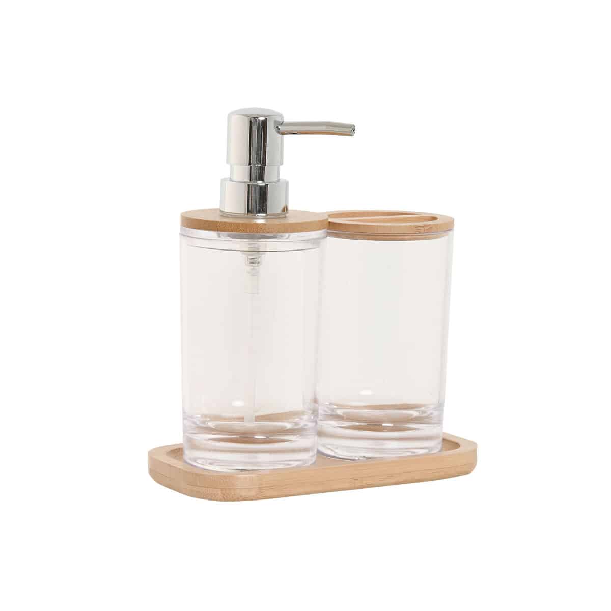 Badset Home ESPRIT Transparant Natuurlijk Bamboe Aluminium polyestyreen 16 x 9 x 18 cm | Huisbest.nl