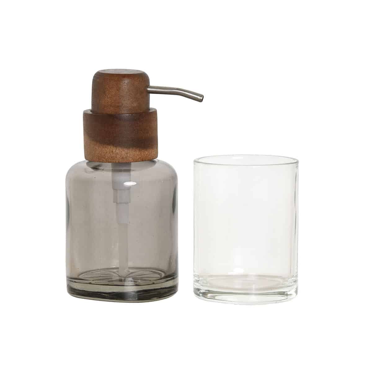 Badset Home ESPRIT Grijs Transparant Aluminium Kristal Acacia 10 x 7 x 16 cm | Huisbest.nl