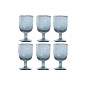 Set van bekers Home ESPRIT Blauw Kristal 300 ml 8 x 8 x 14 cm (6 Stuks) | Huisbest.nl