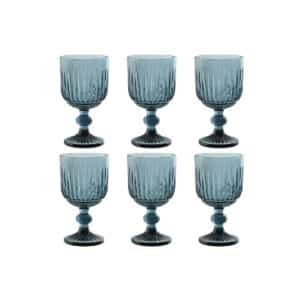 Set van bekers Home ESPRIT Blauw Kristal 8 x 8 x 14