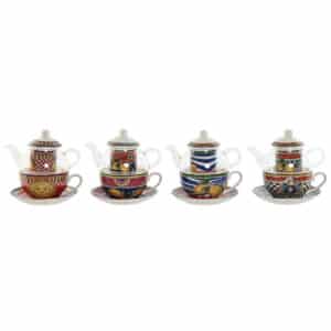 Theepot Home ESPRIT Geel Rood Kristal Porselein 1 L (4 Stuks) | Huisbest.nl
