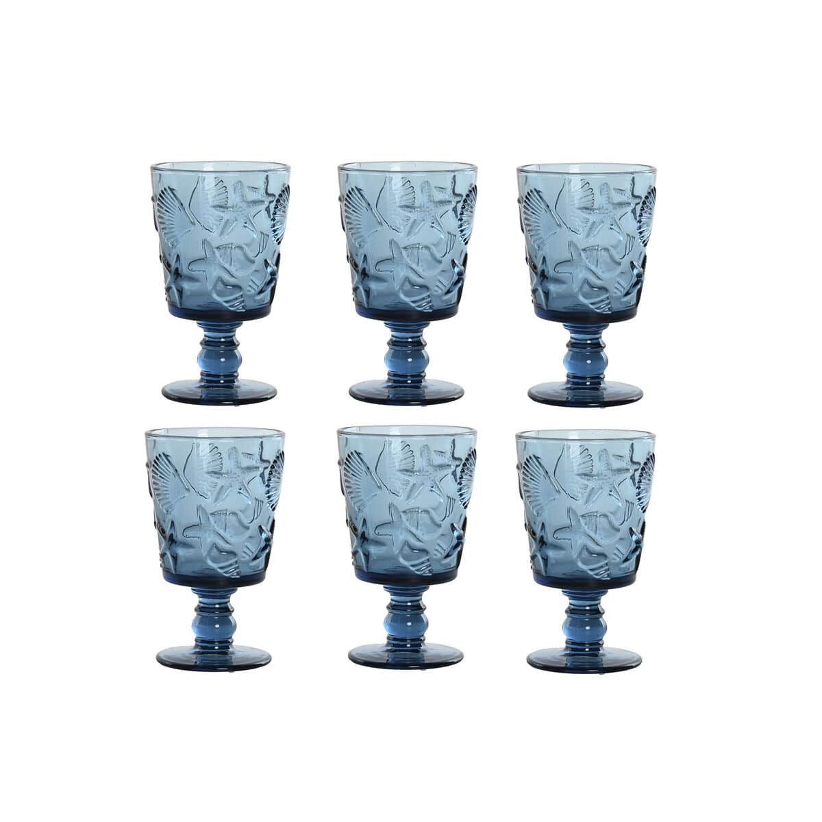 Set van bekers Home ESPRIT Blauw Kristal 345 ml (6 Stuks) | Huisbest.nl