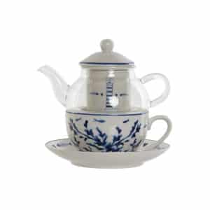 Theepot Home ESPRIT Blauw Wit Kristal Porselein | Huisbest.nl