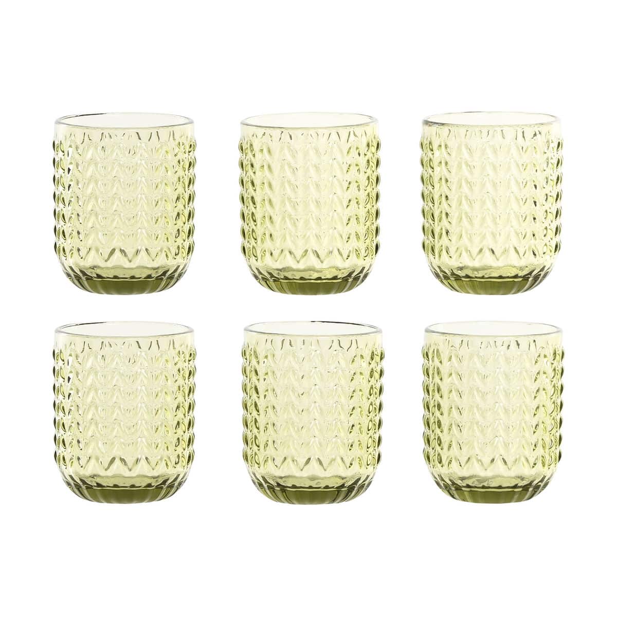 Glazenset Home ESPRIT Groen Kristal Met reliëf 275 ml (6 Stuks) | Huisbest.nl