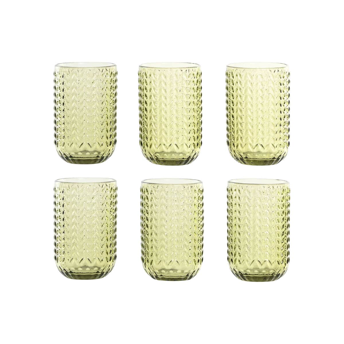 Glazenset Home ESPRIT Groen Kristal Met reliëf 420 ml (6 Stuks) | Huisbest.nl