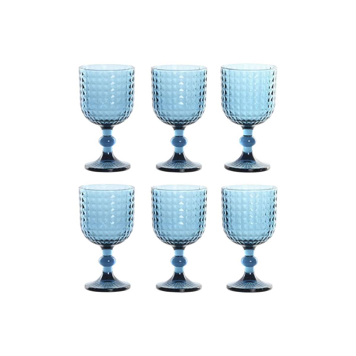 Set van bekers Home ESPRIT Blauw Kristal 380 ml (6 Stuks) | Huisbest.nl
