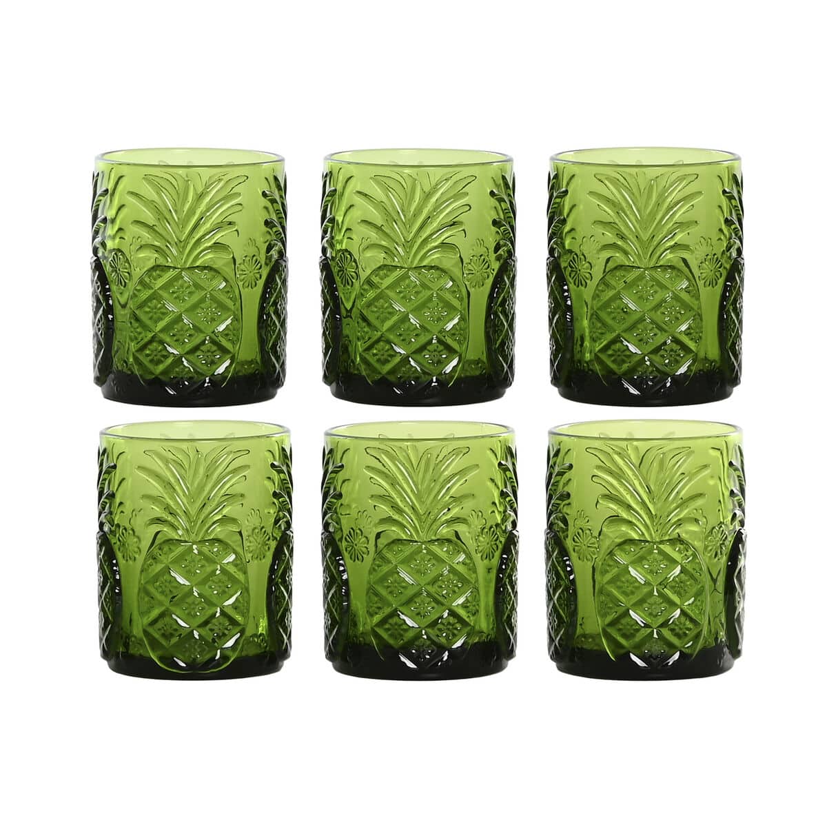 Glazenset Home ESPRIT Groen Kristal Met reliëf 300 ml (6 Stuks) | Huisbest.nl
