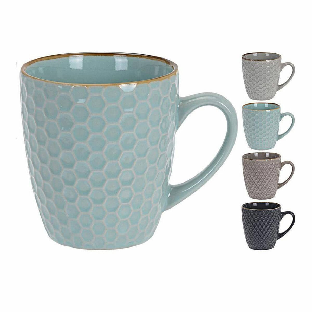 Set van koffiekopjes Excellent Houseware Keramiek 200 ml Geometrisch | Huisbest.nl