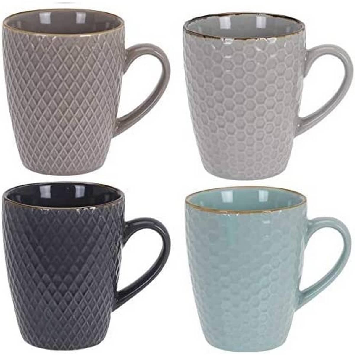 Set van koffiekopjes Excellent Houseware Keramiek 300 ml Geometrisch | Huisbest.nl
