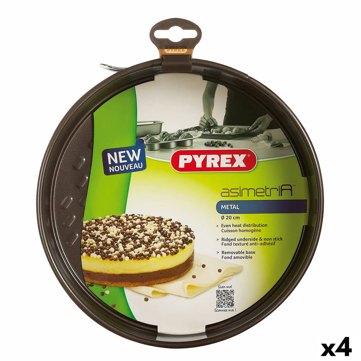 Oven Mould Pyrex Asimetria Cirkelvormig Metaal 4 Stuks 20 cm | Huisbest.nl