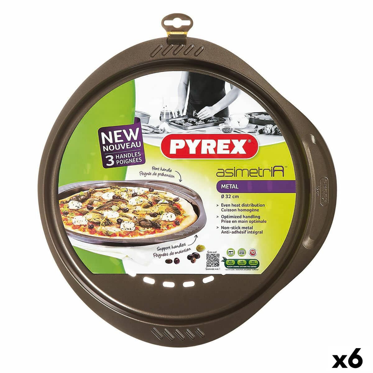 Pizzamal Pyrex Asimetria Metaal Ø 32 cm (6 Stuks) | Huisbest.nl