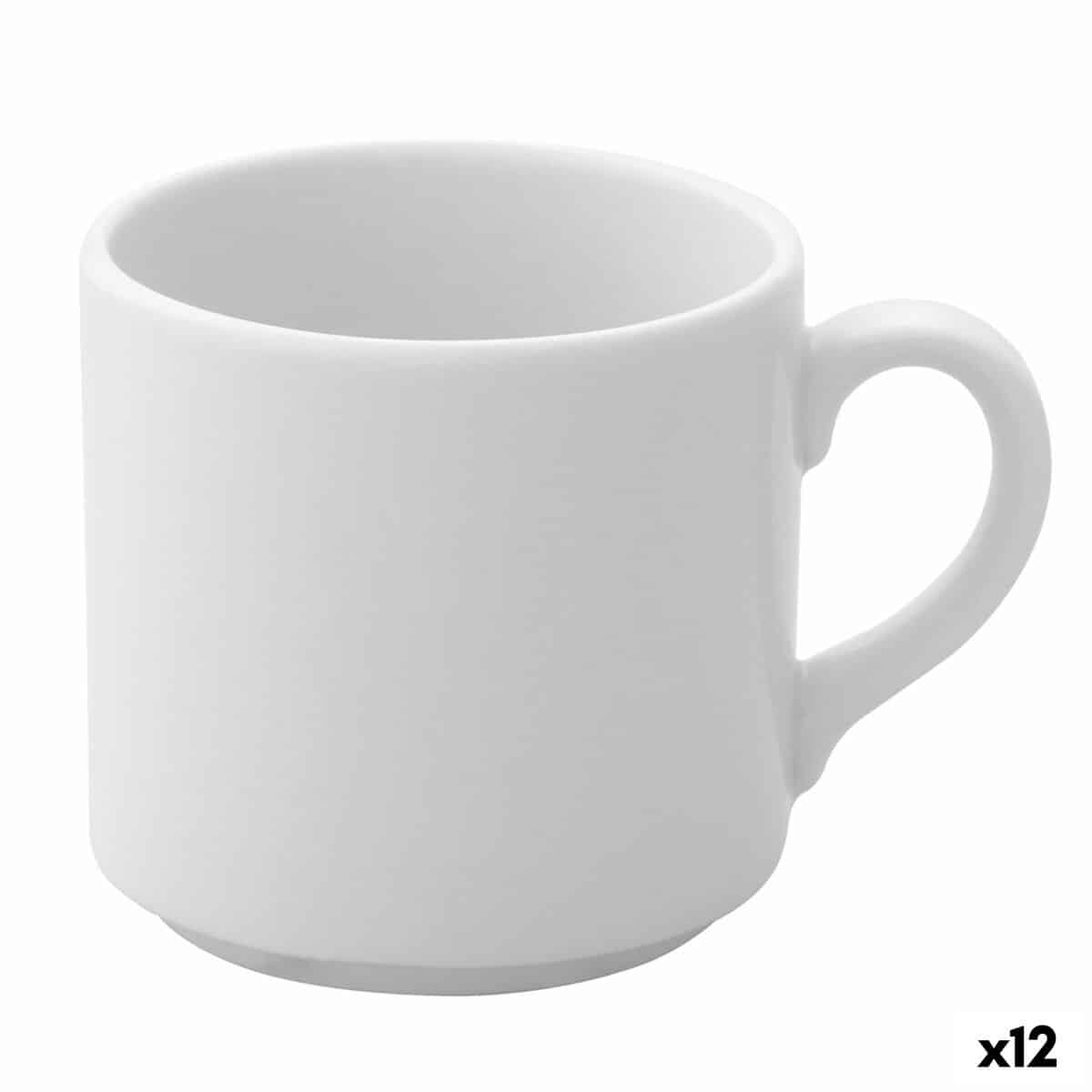 Set van koffiekopjes Ariane Prime Wit Keramisch 200 ml Koffie (12 Stuks) | Huisbest.nl