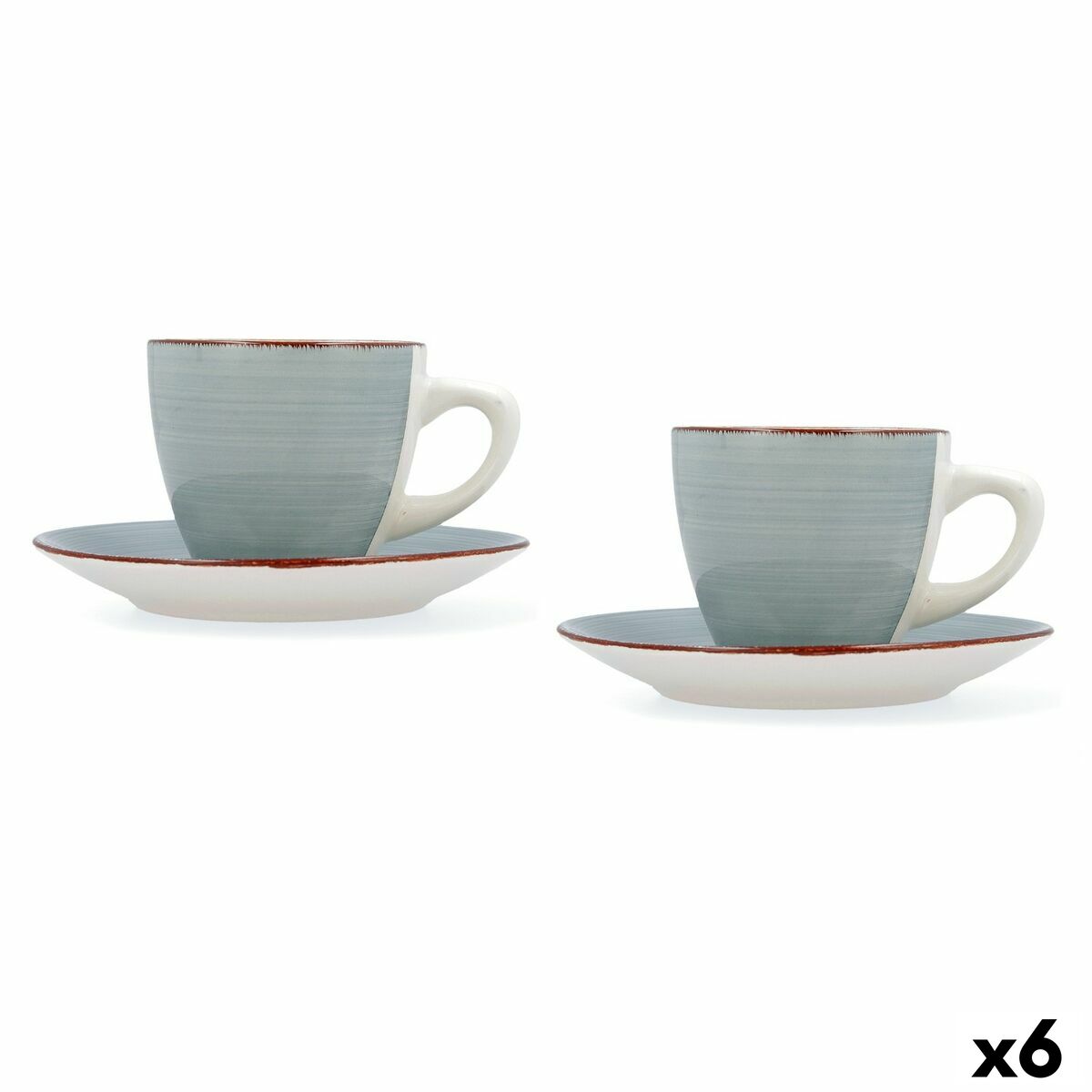 Set van Kopje met Schotel Quid Vita Morning Blauw Keramisch (4 Onderdelen) (6 Stuks) | Huisbest.nl