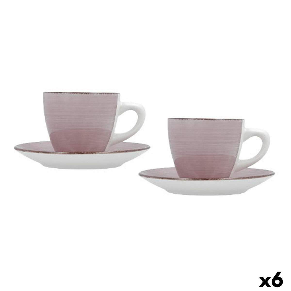 Set van Kopje met Schotel Quid Vita Morning Roze Keramisch (4 Onderdelen) (6 Stuks) | Huisbest.nl