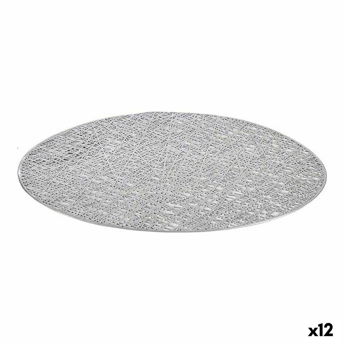 Placemat Kinvara AR2103272 Zilverkleurig Plastic Ø 38 cm (12 Stuks) | Huisbest.nl