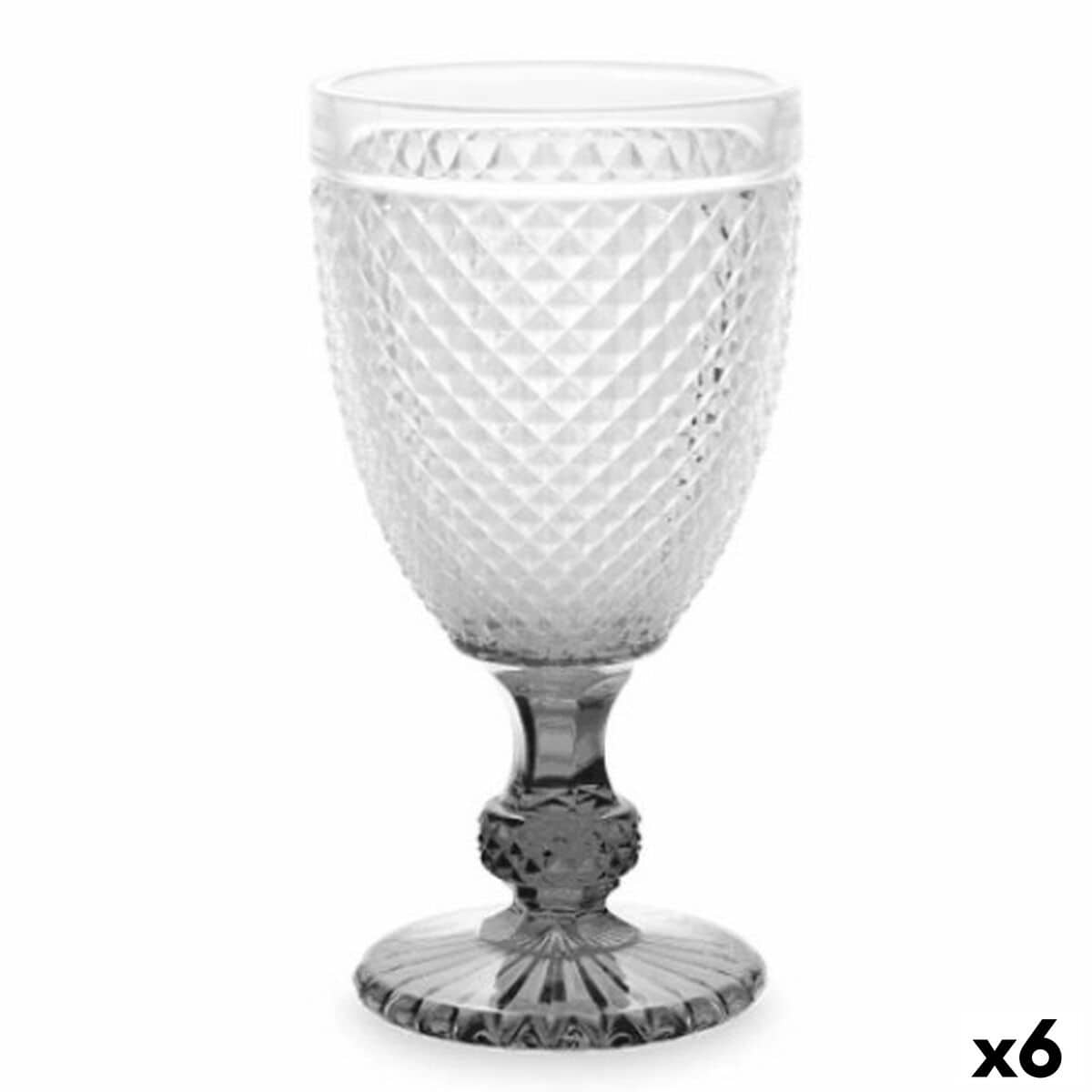 Fluitglas Vivalto PR-00816B/BHA6 SMOKE Transparant Antraciet Glas 256 ml Diamant (6 Stuks) | Huisbest.nl