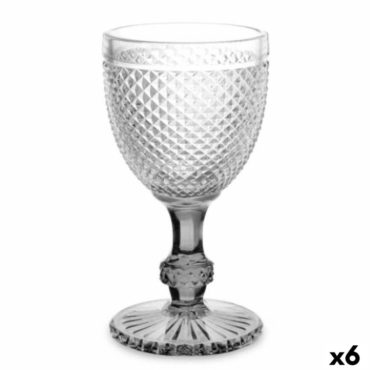Wijnglas Vivalto PR16809B/BHA6 SMOKE Transparant Antraciet Glas 330 ml Diamant (6 Stuks) | Huisbest.nl