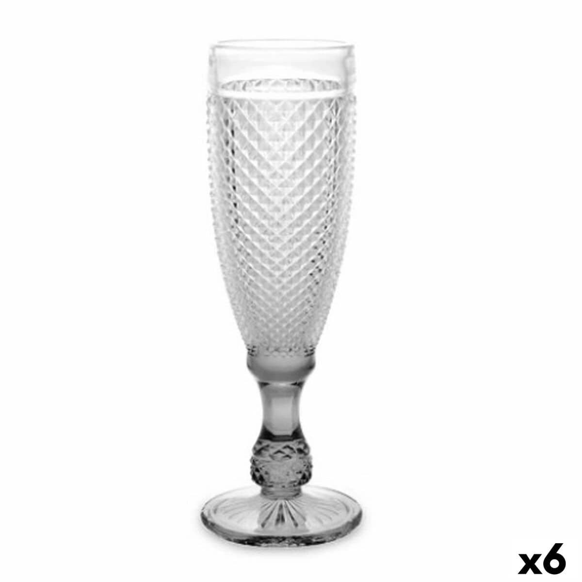 Champagneglas Vivalto PR-00719B/BHA6 SMOKE Transparant Antraciet Glas 185 ml Diamant (6 Stuks) | Huisbest.nl