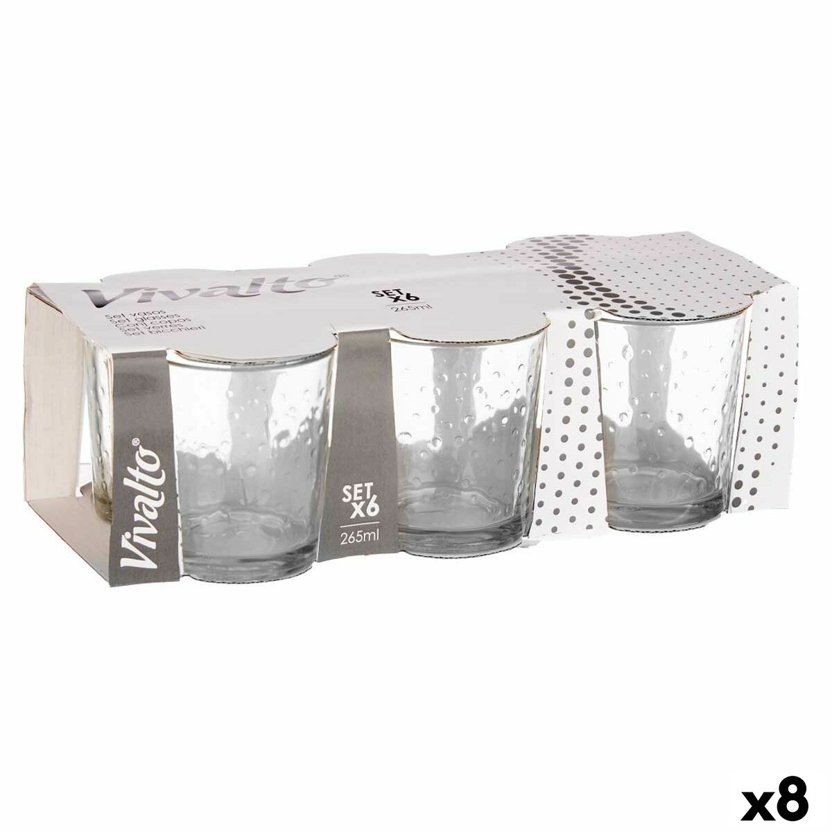 Glazenset Vivalto 79064 Transparant Glas Punten 265 ml (8 Stuks) | Huisbest.nl