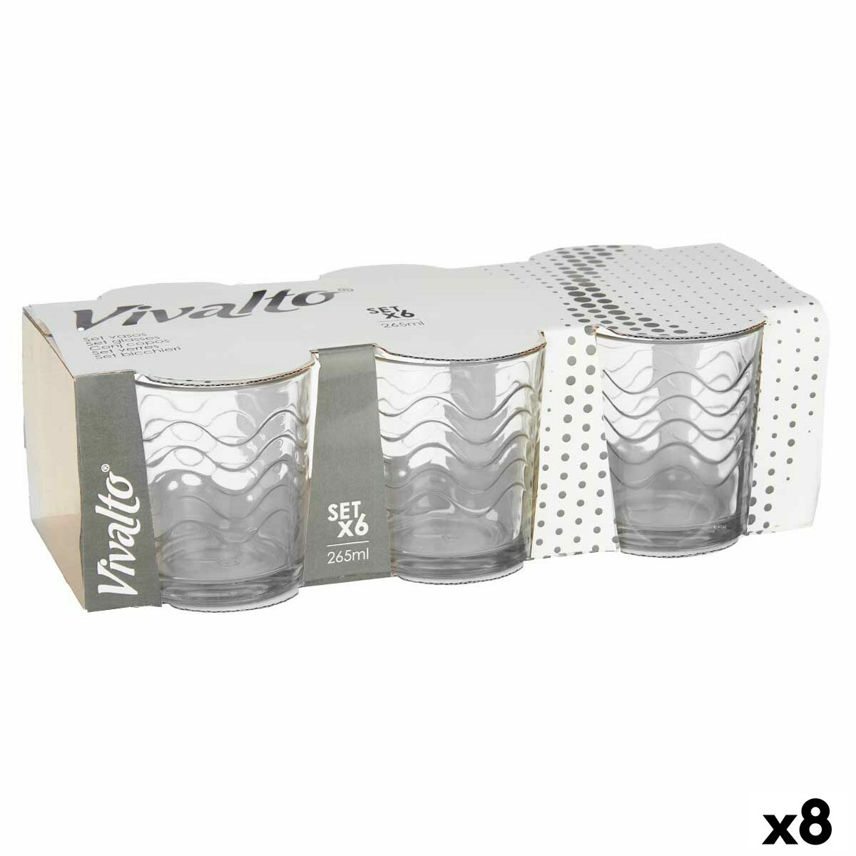 Glazenset Vivalto 79065 Transparant Glas Golven 265 ml (8 Stuks) | Huisbest.nl