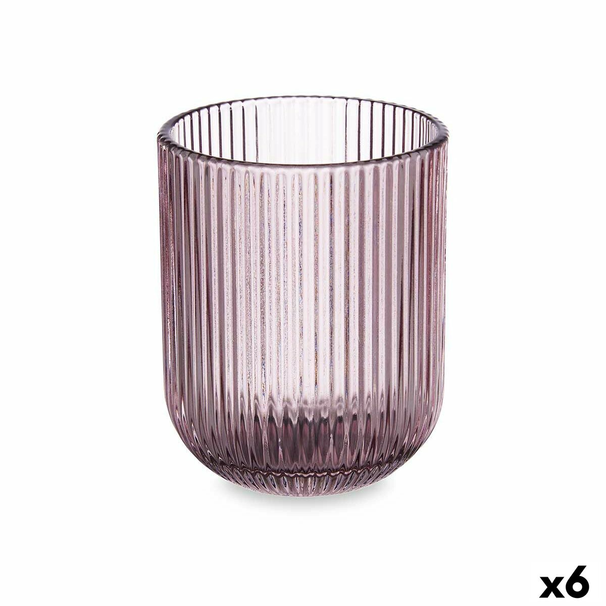 Glas Strepen Roze Kristal 270 ml (6 Stuks) | Huisbest.nl
