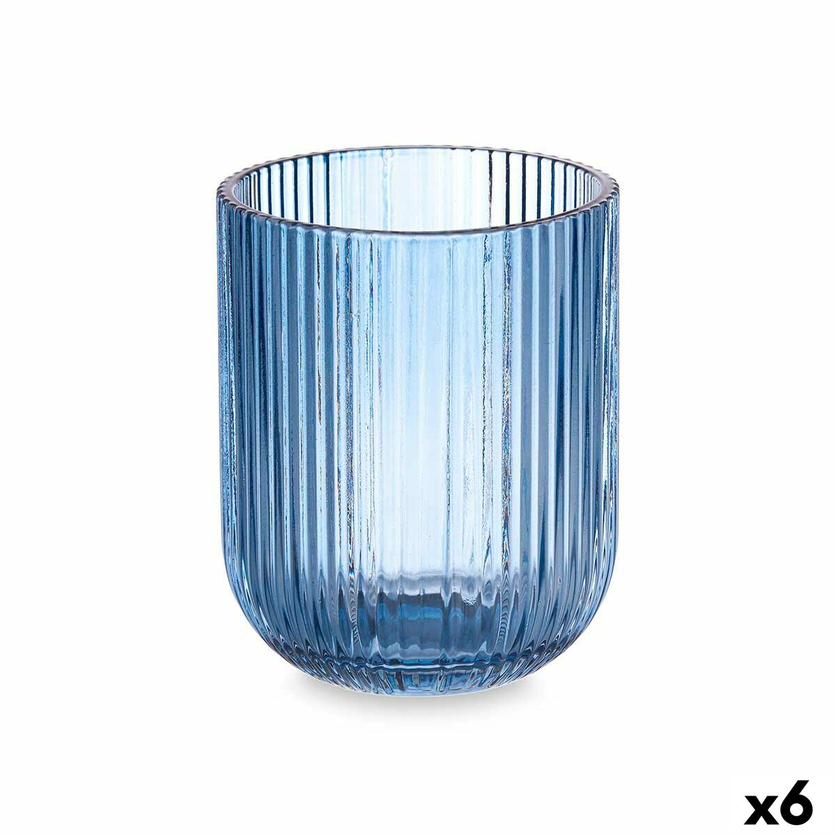 Glas Strepen Blauw Kristal 270 ml (6 Stuks) | Huisbest.nl