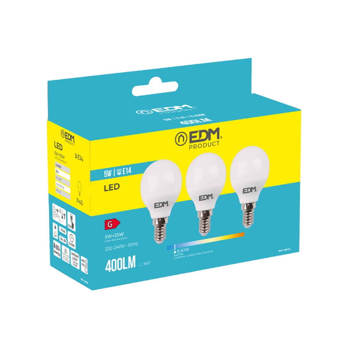 Set van 3 ledlampen EDM 98202 G 35 W 5 W 50 W E14 400 lm Ø 4