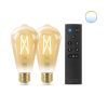 WiZ ST64 slimme filamentlamp E27 met remote (2 stuks)