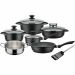 GSW Gourmet Granit inductie pannenset zwart 10-delig